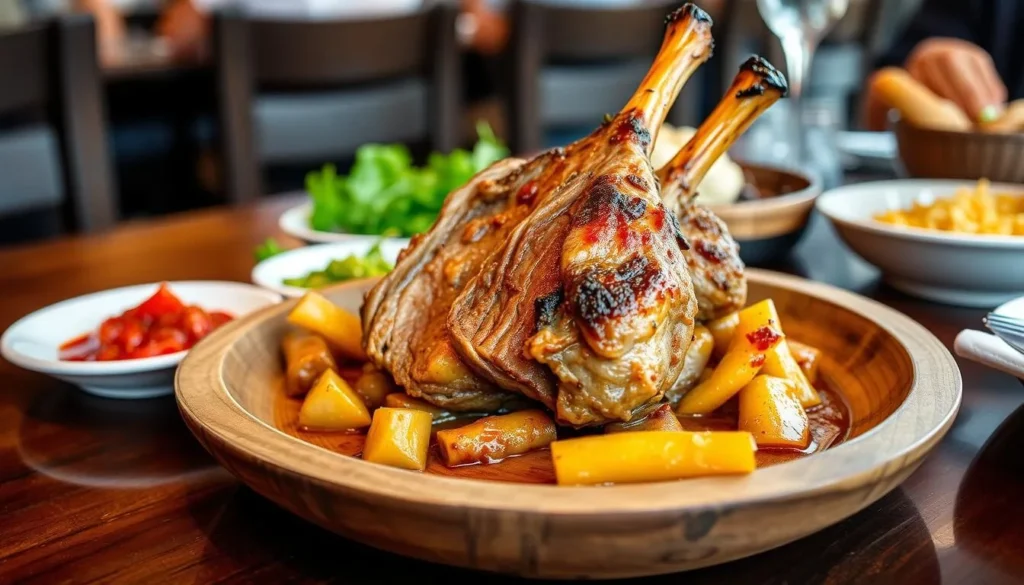 Traditional Patagonian lamb dish (cordero al palo) from Punta Arenas, a must-try when visiting