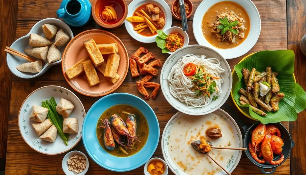 Traditional Pontianak food spread including Chai Kue and other local specialties