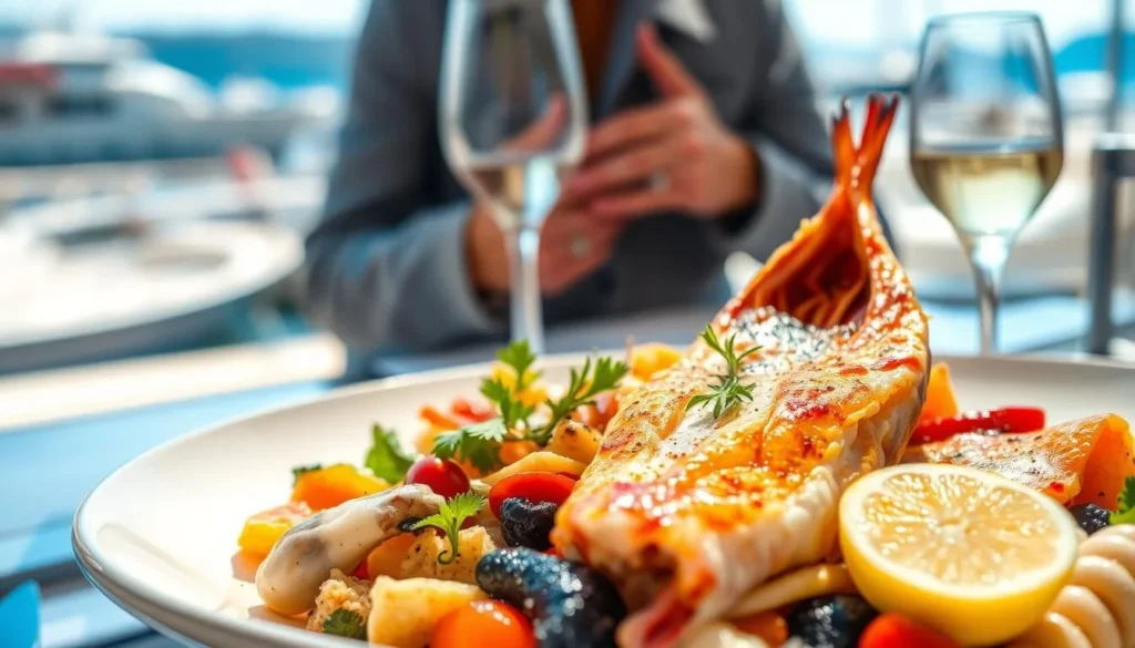 Traditional Provençal seafood dish served at a waterfront restaurant in Saint-Tropez Traditional Provençal seafood dish served at a waterfront restaurant in Saint-Tropez
