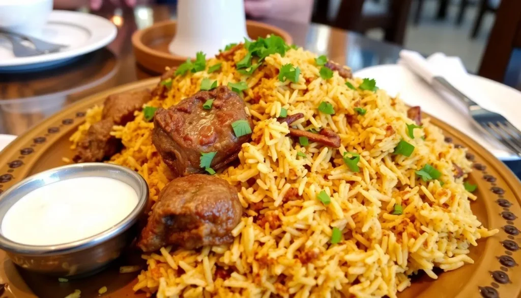 Traditional Qatari machboos dish served in Madinat Ash Shamal