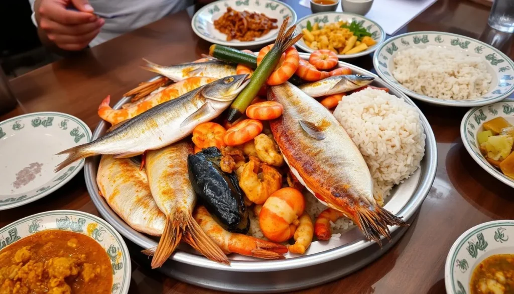 Traditional Qatari seafood dish served at a local restaurant in Al Ruwais