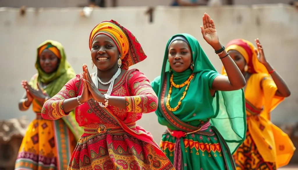Traditional Somali cultural performance with dancers in colorful attire, Somalia best things to do Traditional Somali cultural performance with dancers in colorful attire, Somalia best things to do