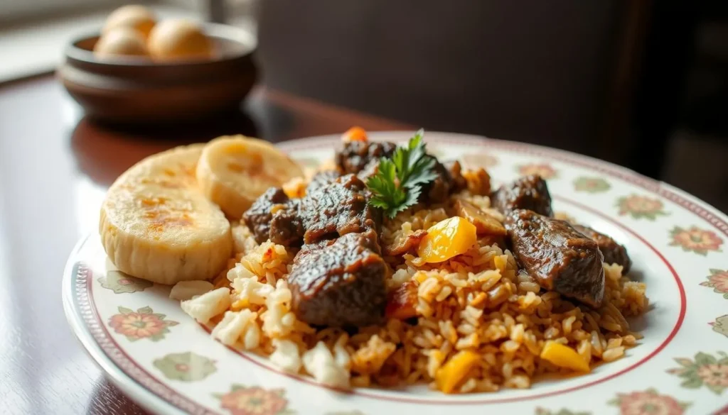 Traditional Somali meal with bariis (rice) and meat, Somalia best things to do Traditional Somali meal with bariis (rice) and meat, Somalia best things to do