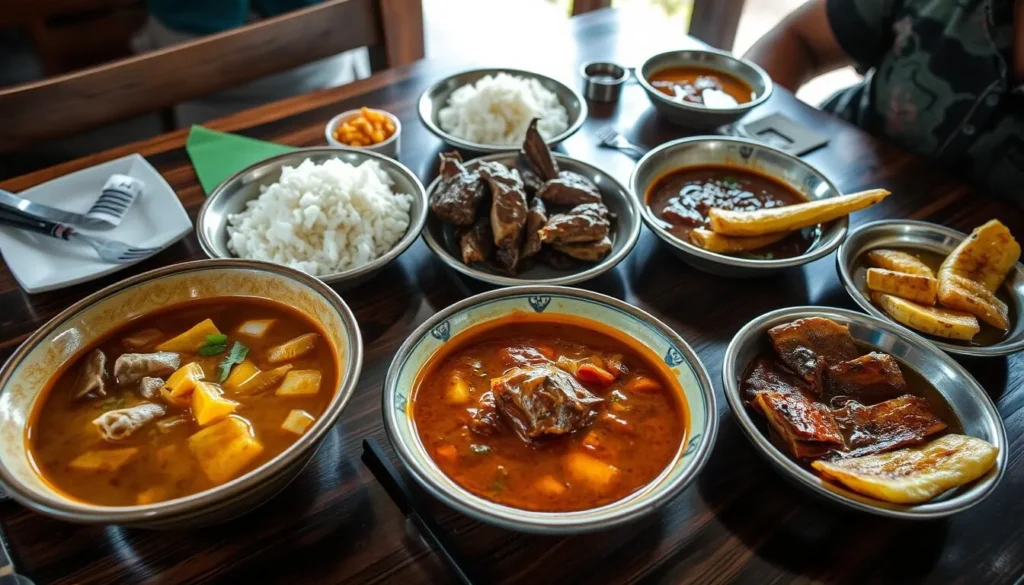Traditional South Sulawesi cuisine including Coto Makassar and Konro