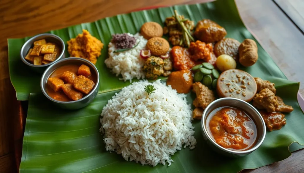 Traditional Sri Lankan rice and curry meal served near Wilpattu National Park