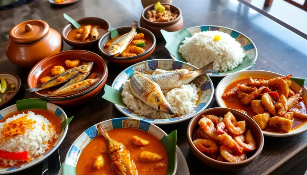 Traditional Sri Lankan seafood dishes featuring freshly caught fish from Bolgoda Lake