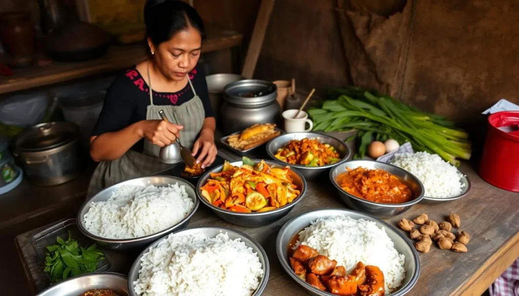 Traditional Sumatran food being prepared at a local homestay near Bukit Tigapuluh Traditional Sumatran food being prepared at a local homestay near Bukit Tigapuluh