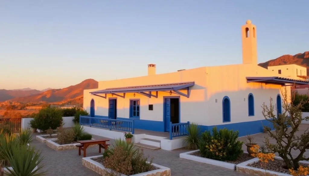 Traditional Tunisian accommodation near Jebel Chitana-Cap Negro National Park with mountain views