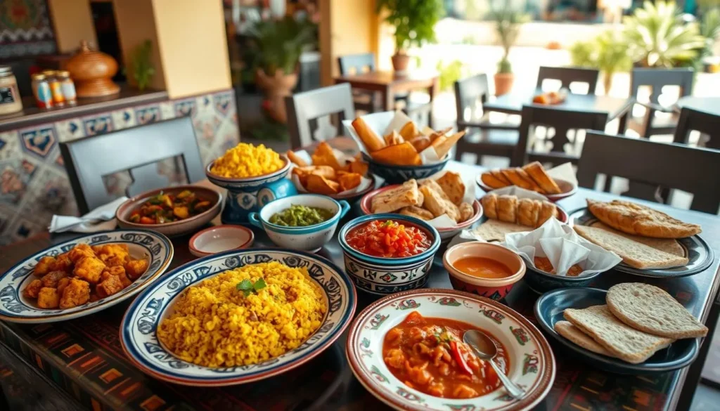 Traditional Tunisian cuisine served in a restaurant in Medenine with couscous, tagine, and local bread