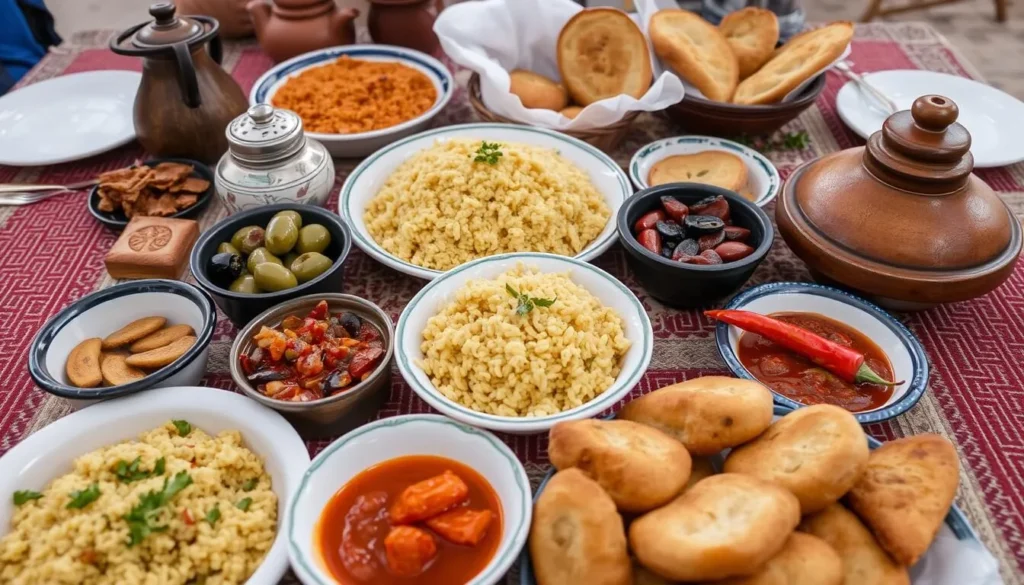 Traditional Tunisian cuisine served near Jebel Orbata National Park featuring local dishes and ingredients