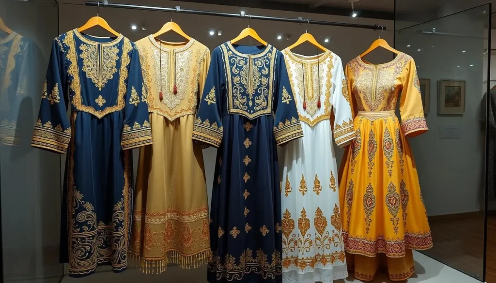 Traditional Tunisian wedding costume display at Mahdia's silk museum Traditional Tunisian wedding costume display at Mahdia's silk museum