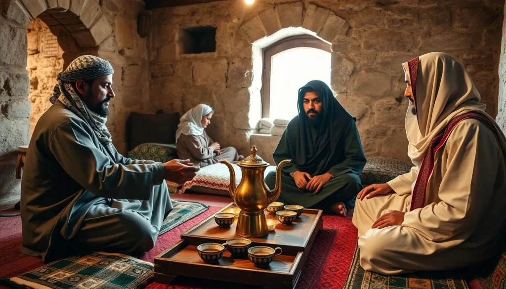 Traditional Yemeni welcome with coffee ceremony in Thula