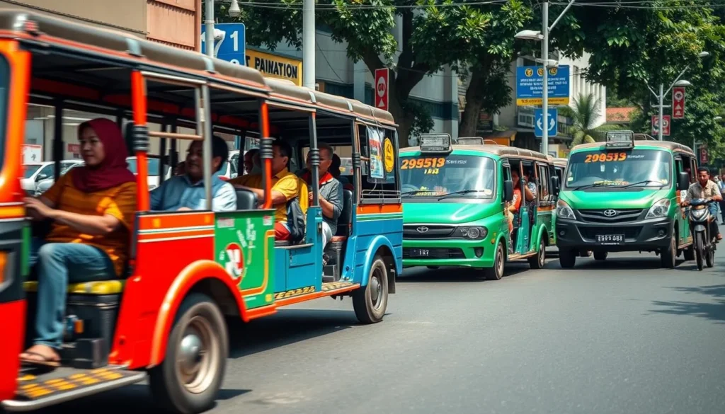 Traditional angkot public transportation in Jambi city