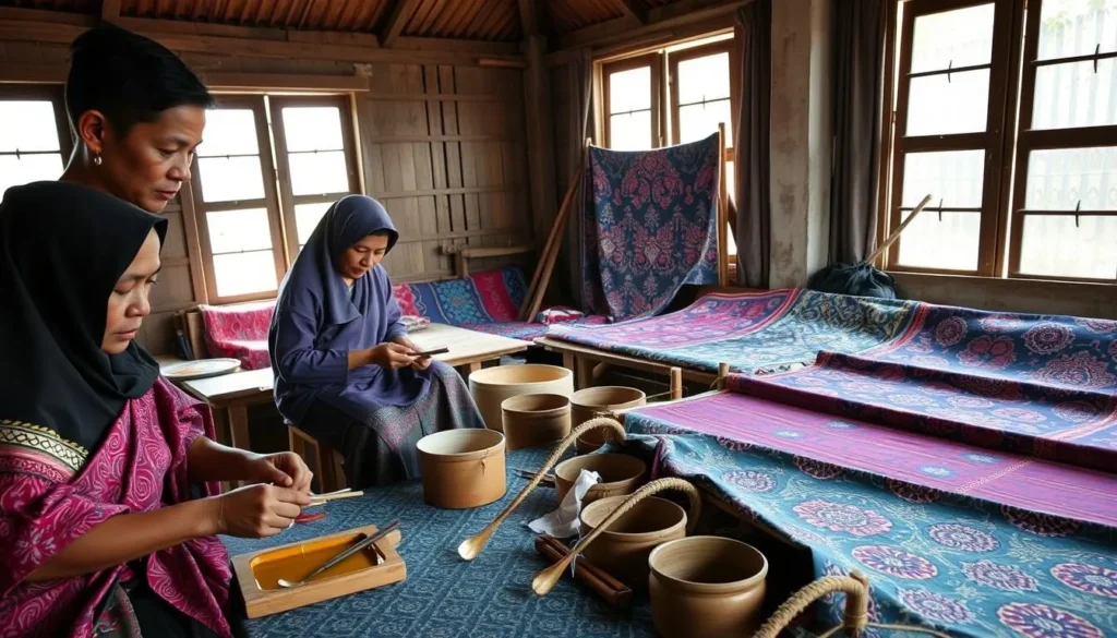 Traditional batik workshop in South Tangerang with artisans demonstrating the craft
