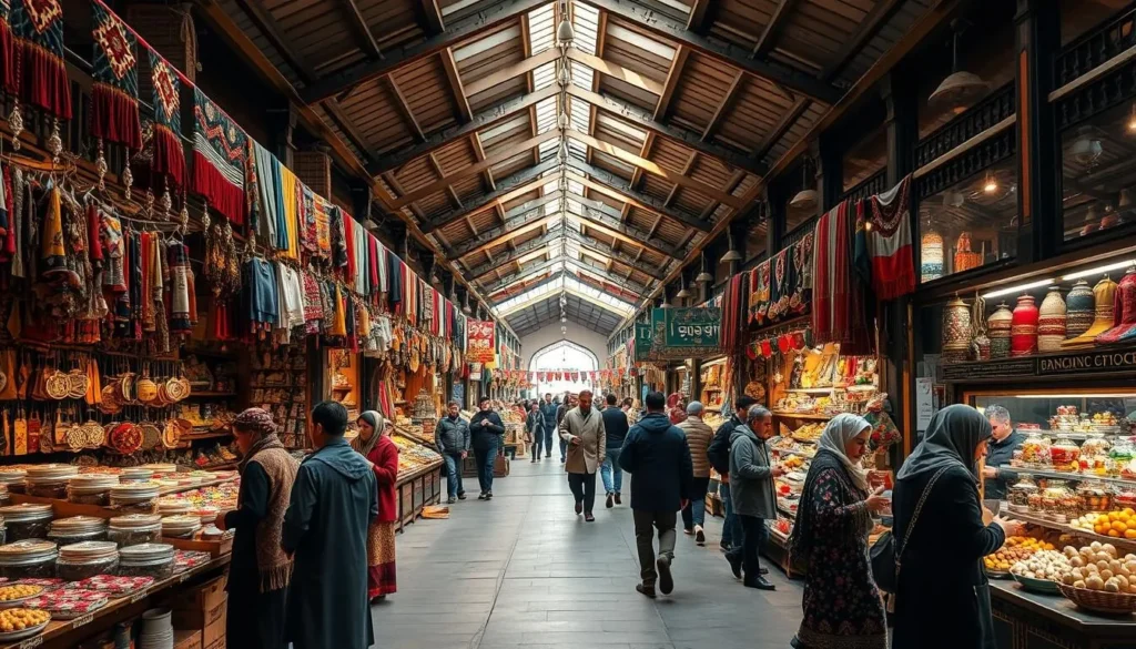 Traditional bazaar in Qazvin with local crafts and goods