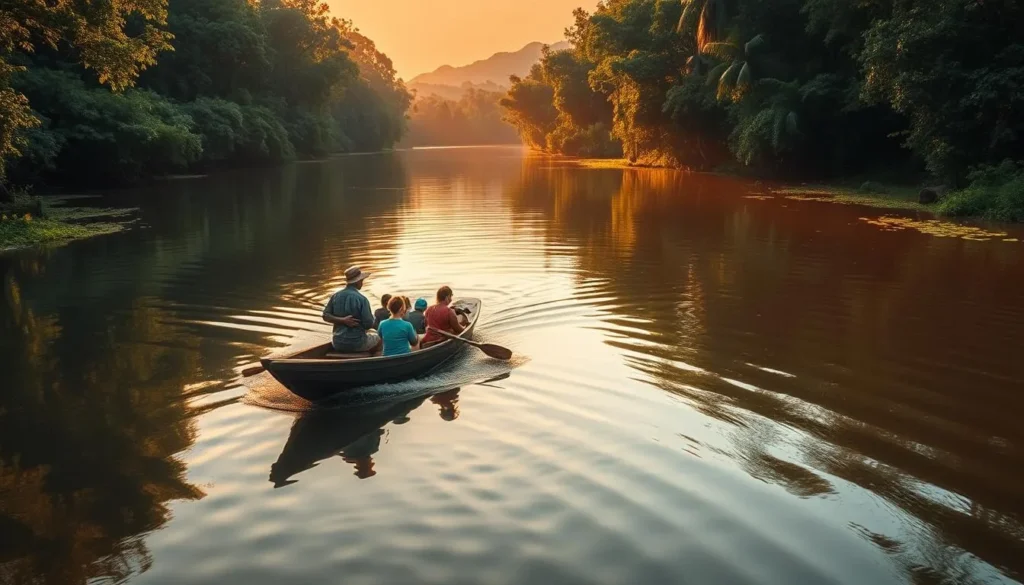 Traditional boat trip on the Nilo River in Tesso Nilo National Park
