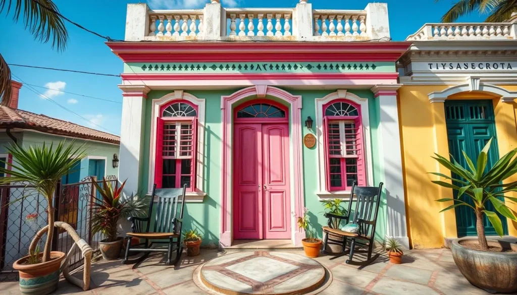 Traditional casa particular in Consolacion del Sur with colorful facade