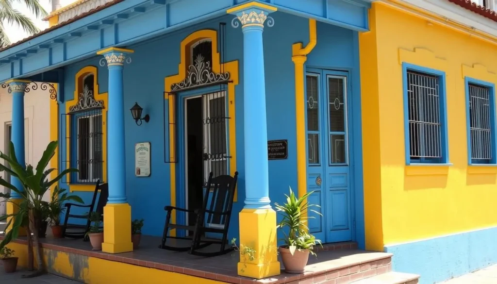Traditional casa particular in Corralillo with colorful facade