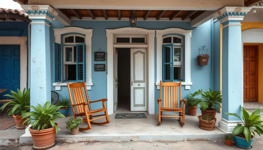 Traditional casa particular in Manicaragua with colorful facade and welcoming porch area