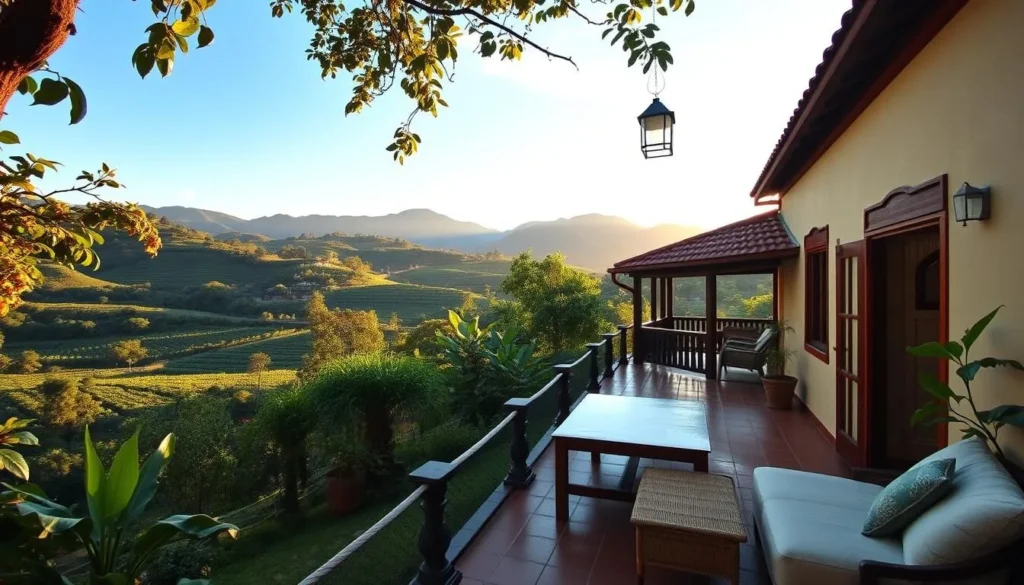 Traditional coffee farm accommodation in Concordia, Colombia with mountain views