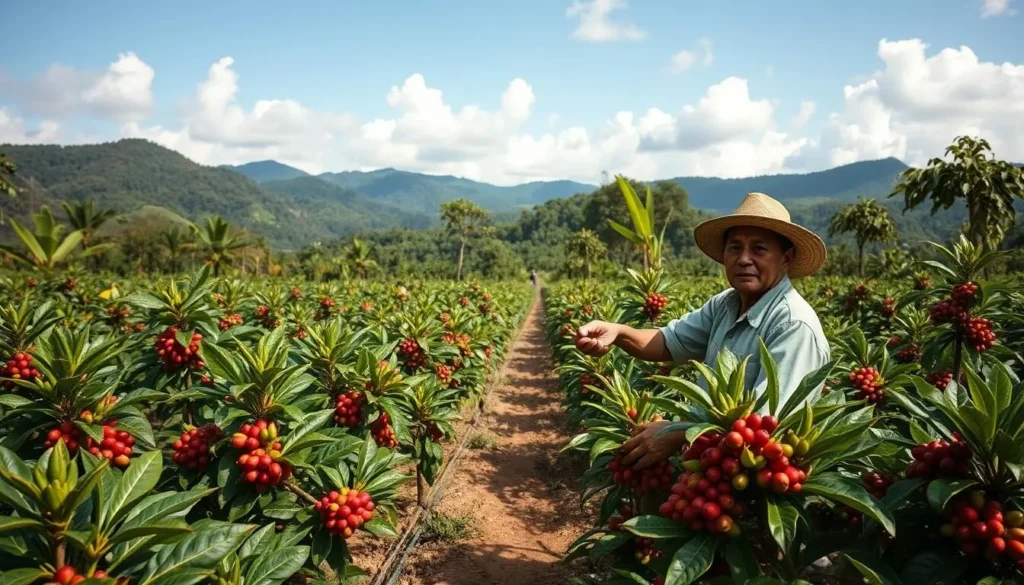 Traditional coffee farm in the buffer zone of Cusuco National Park