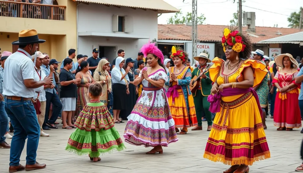 Traditional cultural festival in Villanueva Honduras with colorful costumes Traditional cultural festival in Villanueva Honduras with colorful costumes