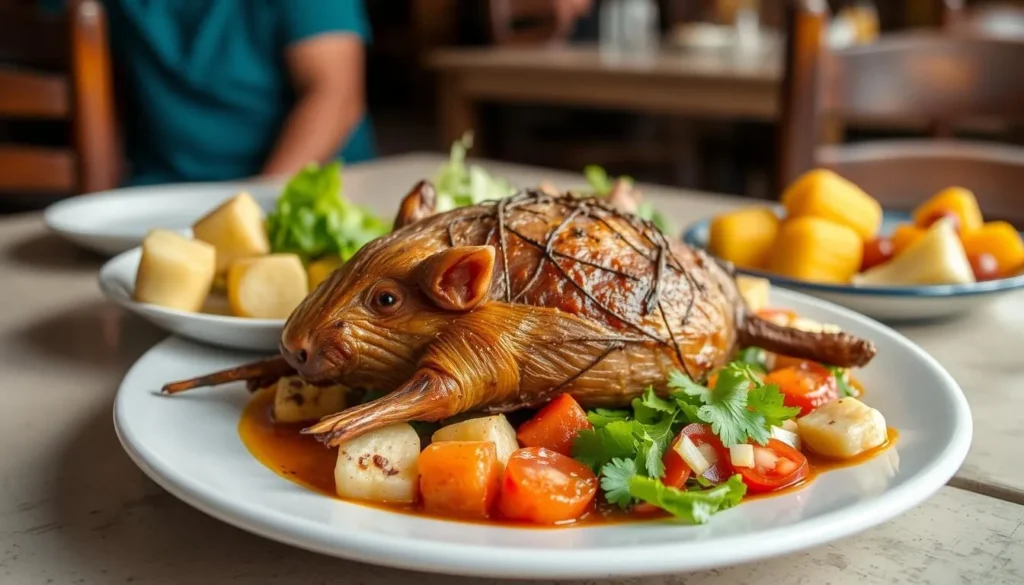 Traditional cuy (guinea pig) dish from Pasto Colombia