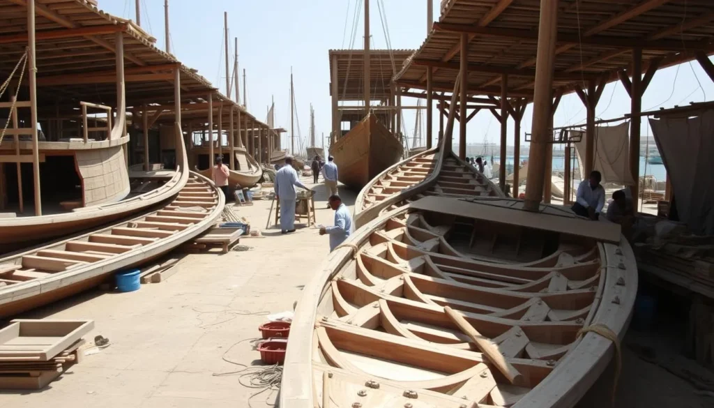 Traditional dhow boats being crafted at Sur's famous dhow shipyard - Sur Oman things to do