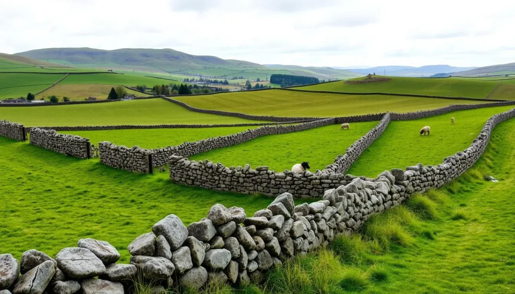 Traditional dry stone walls in the Peak District countryside Traditional dry stone walls in the Peak District countryside
