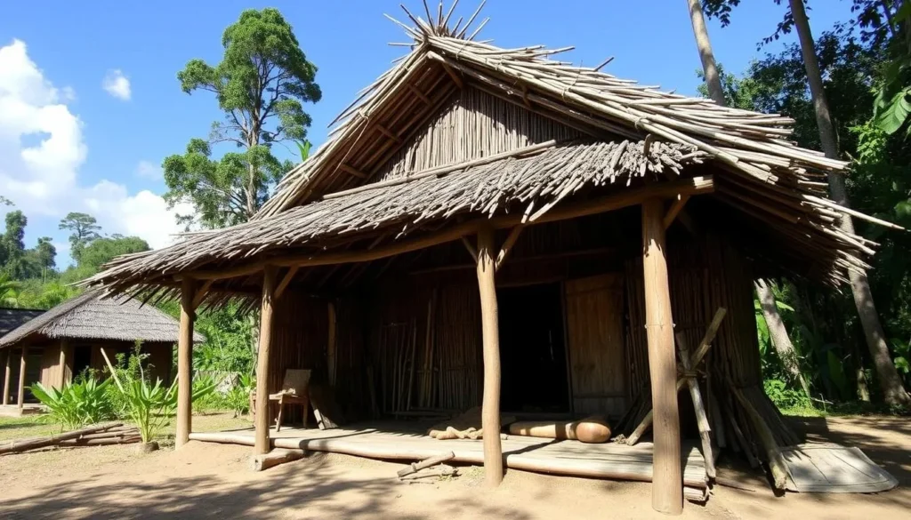 Traditional dwelling of the Orang Rimba tribe in Bukit Duabelas National Park