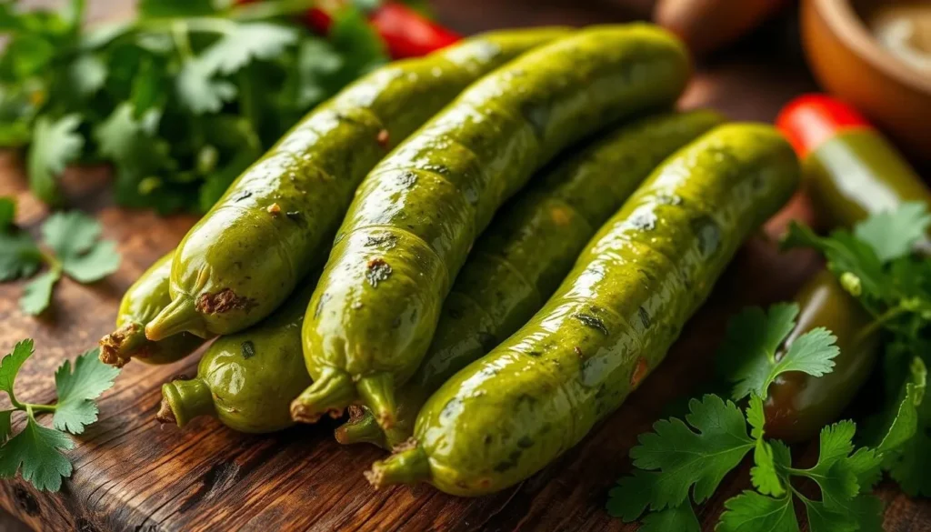 Traditional green chorizo from Toluca with fresh ingredients, Mexico State specialty Traditional green chorizo from Toluca with fresh ingredients, Mexico State specialty