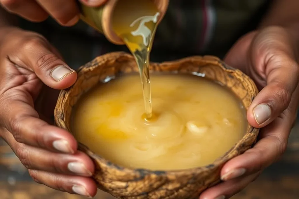 Traditional guarapo drink being served in Guadalupe Colombia