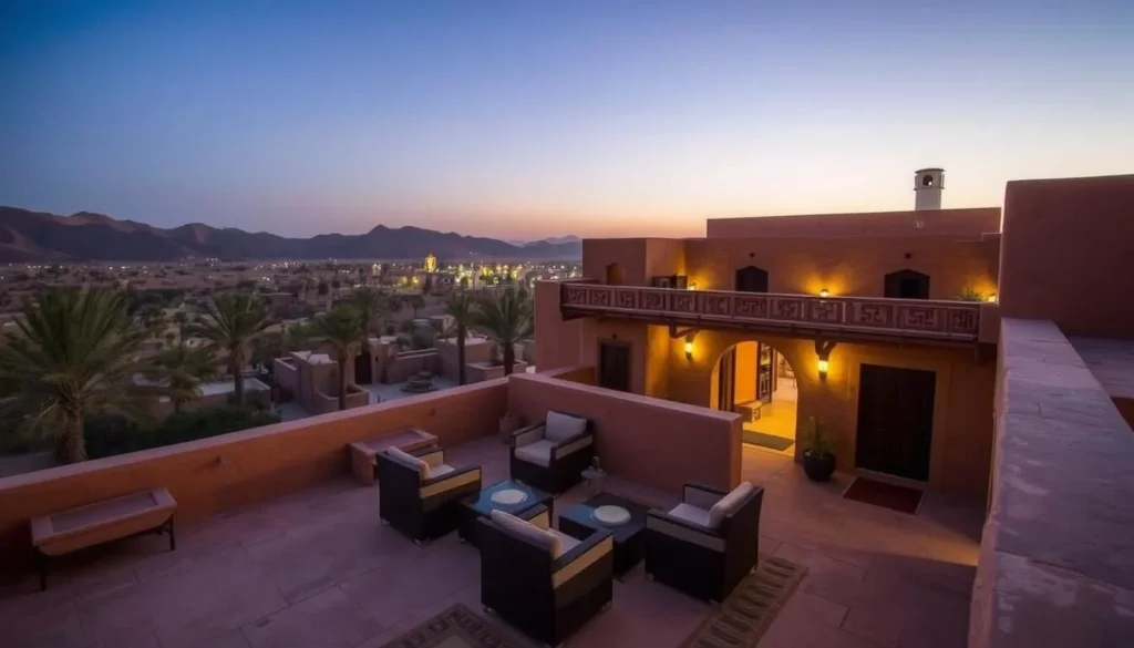 Traditional guesthouse in Misfah al Abriyyin with rooftop terrace overlooking the mountains