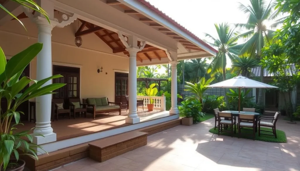 Traditional guesthouse on Kayts Island with veranda and garden