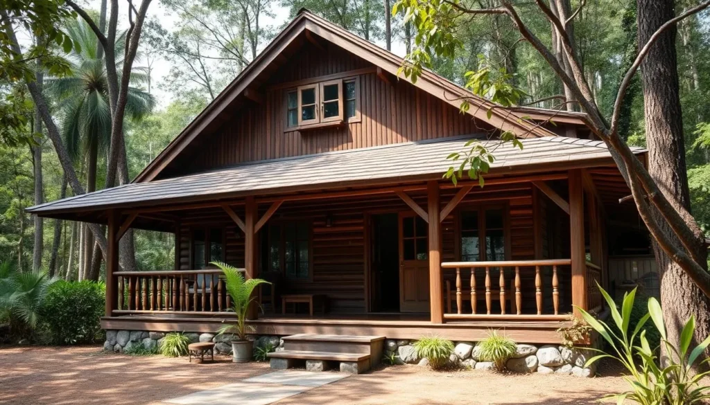 Traditional homestay accommodation near Batang Gadis National Park with wooden architecture and natural surroundings