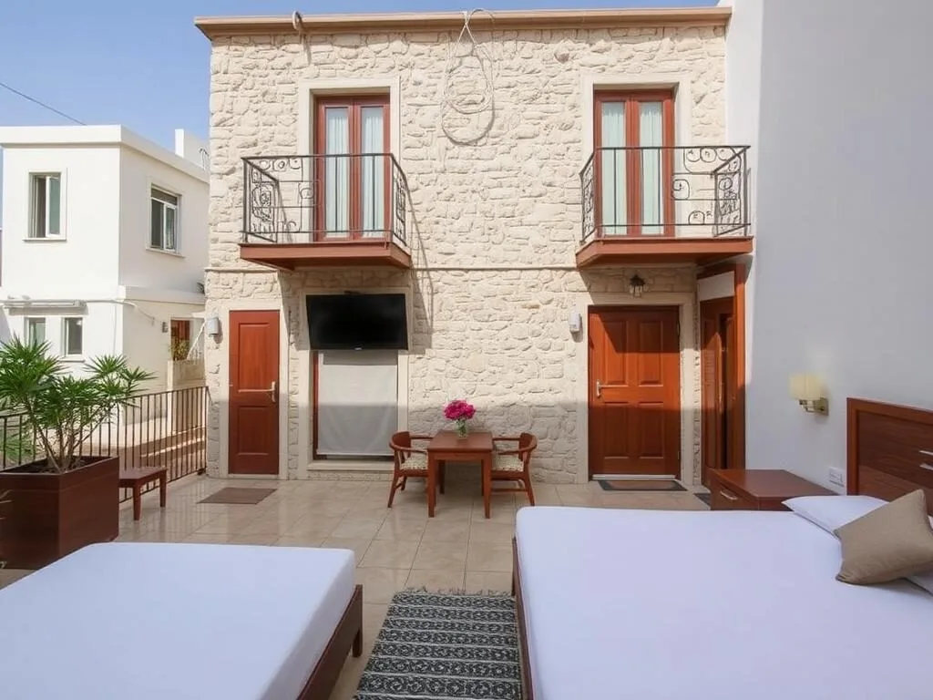 Traditional hotel in Ajloun town with stone facade and mountain views Traditional hotel in Ajloun town with stone facade and mountain views