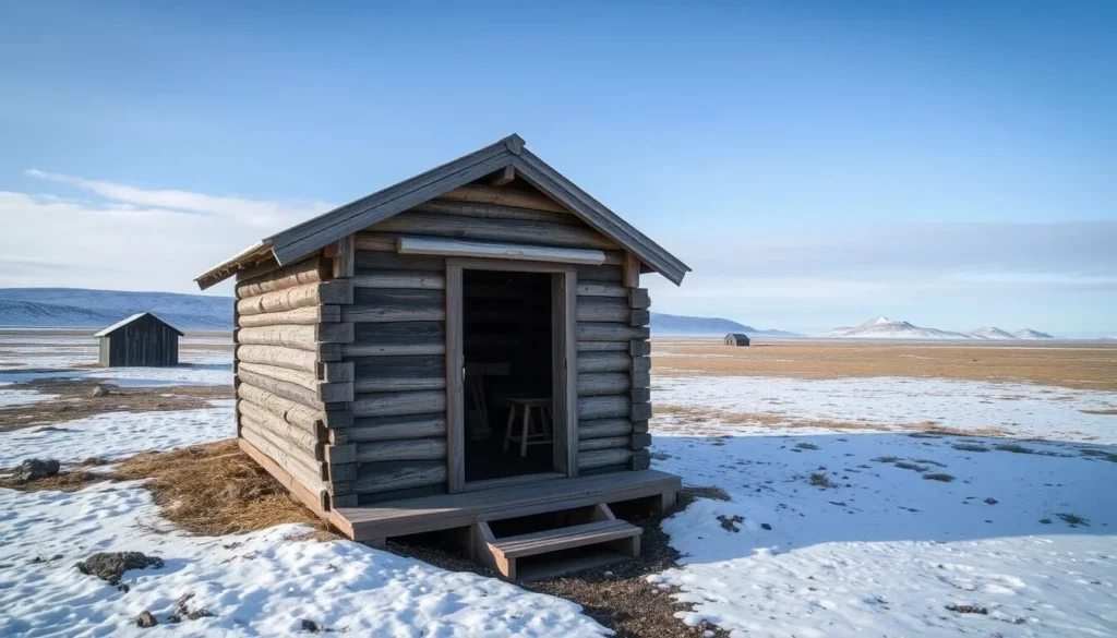 Traditional hunting cabin in Etah, Greenland used by occasional visitors Traditional hunting cabin in Etah, Greenland used by occasional visitors
