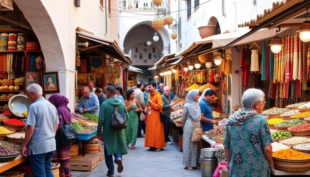 Traditional market in Kasserine with local vendors and products