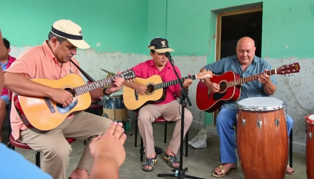Traditional music performance in Bartolome Maso with local musicians