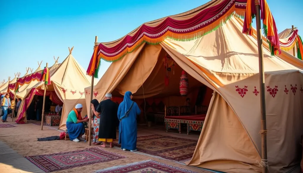 Traditional nomadic tents at the Moussem festival in Tan-Tan Morocco