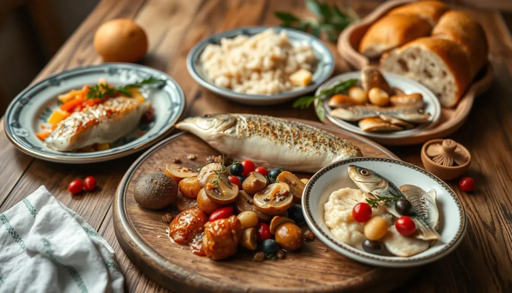 Traditional northern Russian cuisine with fish dishes and Pomor specialties