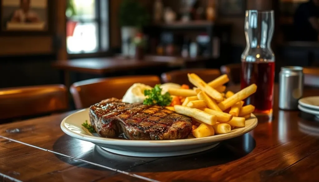 Traditional outback pub meal being served in Tennant Creek