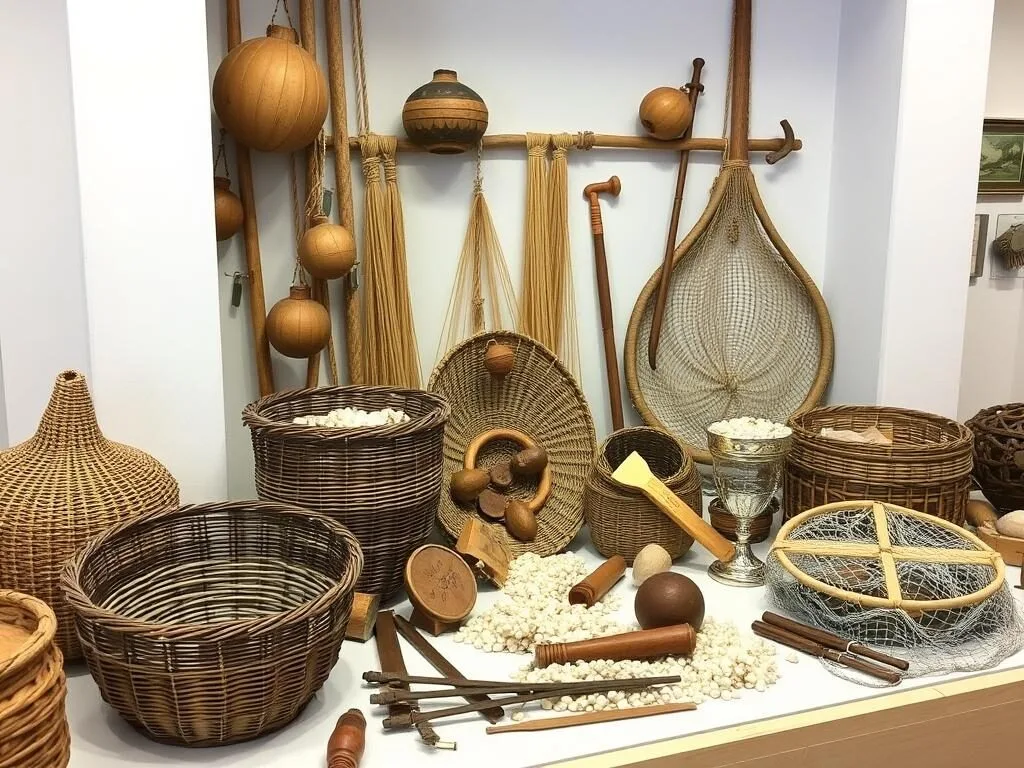 Traditional pearl diving and fishing equipment display in Al Shamal Qatar