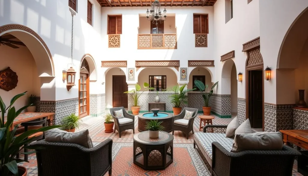 Traditional riad accommodation in Sefrou with courtyard