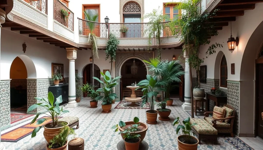 Traditional riad in Larache with central courtyard and Moroccan decor Traditional riad in Larache with central courtyard and Moroccan decor