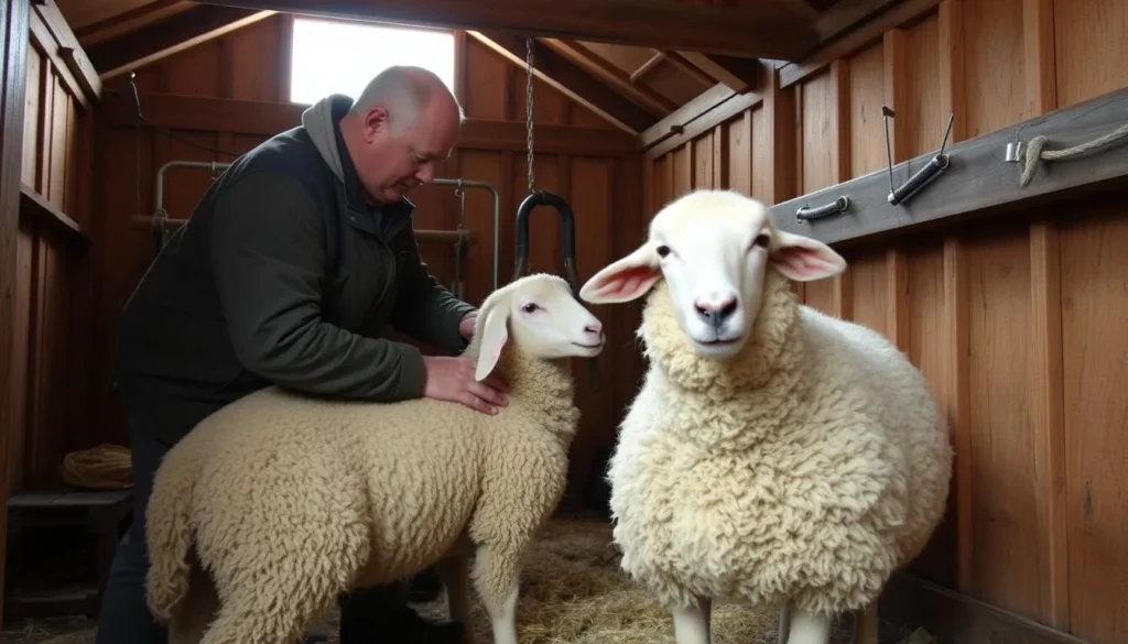 Traditional sheep shearing demonstration at a West Falkland farm