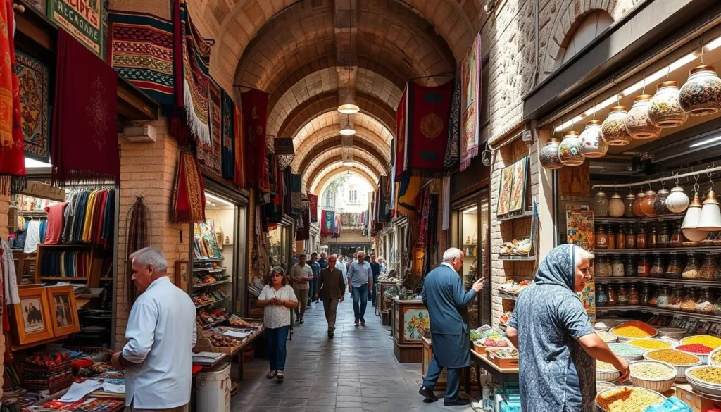 Traditional souks of Tripoli Lebanon with merchants and colorful goods