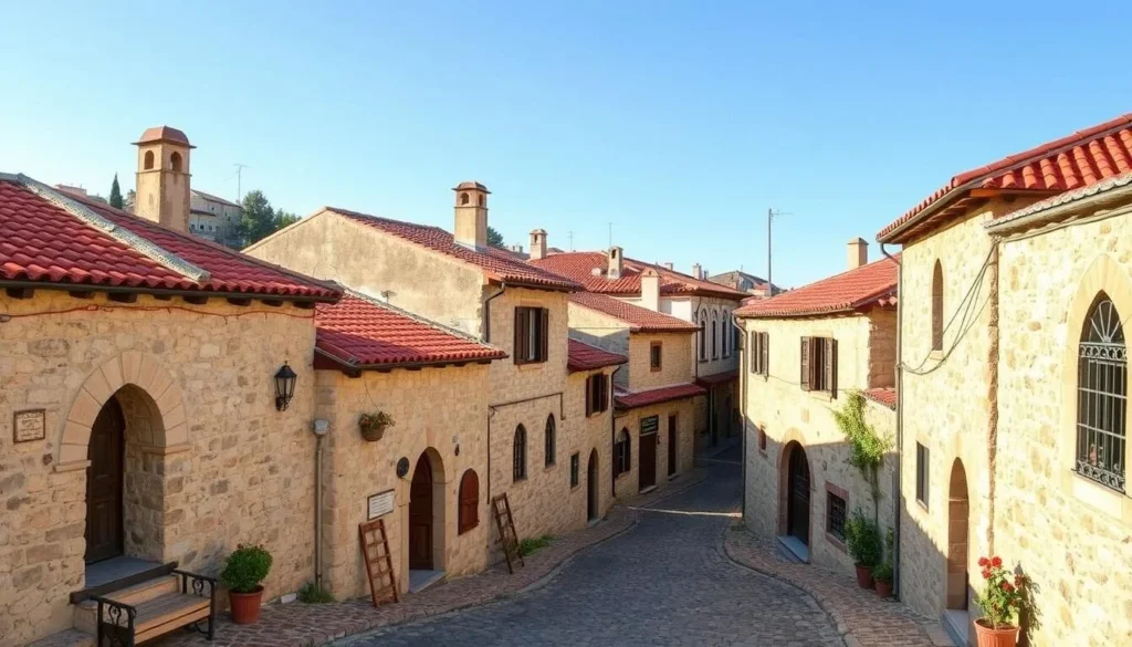 Traditional stone houses and narrow streets in the historic village of Deir El Qamar, Chouf, Lebanon