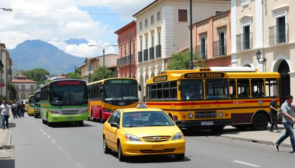 Traditional transportation in Pasto Colombia with colorful buses