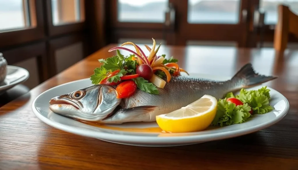 Traditional trout dish from Lake Titicaca served in Copacabana, Bolivia